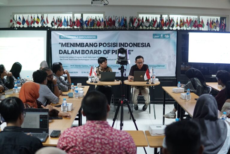 SIARAN PERS MENIMBANG POSISI INDONESIA DALAM BOARD OF PEACE: HI UMM GELAR ROUNDTABLE DISCUSSION